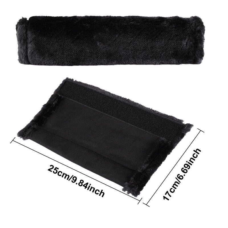 MOONET 2 Packs Car Seatbelt Covers Shoulder Pad for More Comfortable Driving, Universal Seat Belt Cover for Handbag Camera Backpack Straps, Soft Faux Sheepskin Wool Seat Belt Cushion (Black) - Image 3